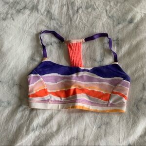 Lululemon Sport Bra Multicoloured Pattern  with Back Detail